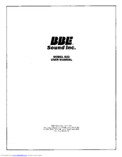 BBE 822 User Manual