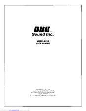 BBE 822A User Manual
