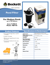 Beckett Pond Filter PBF750 Specifications