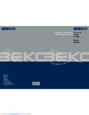 Beko RA610 Installation, Operation & Food Storage Instructions