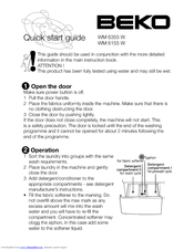 Beko WM 6155 W Quick Start Manual