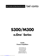 Bel Canto M300 User's Manual And Operating Information