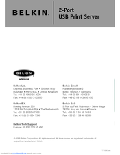 Belkin F1UP0001 Wireless Print Server Specifications And Datasheet