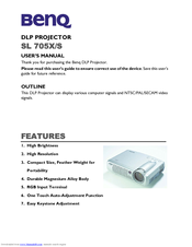 BenQ SL705S - DLP Micro SVGA Projector User Manual