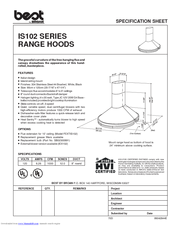 Broan Best IS102 Series Specification Sheet