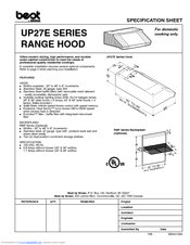 Broan Best UP27E Series Specification Sheet