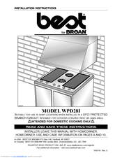 Broan Best WPD28I Installation Instructions Manual