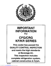 Beverage-Air CRG Series User Manual