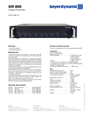 Beyerdynamic SIR 800 Specification Sheet