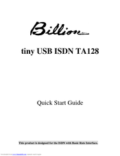 Billion Desktop PC ISDN TA128s Quick Start Manual