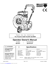 Billy Goat QUIET BLOW QB1601SP Operator Owner's Manual