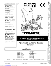 Billy Goat THE TERMITE TKD502SP Operator Owner's Manual