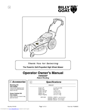 Billy Goat HW650SP Operator Owner's Manual
