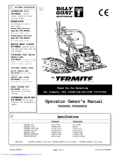 Billy Goat Termite TKD505ICQ Operator Owner's Manual
