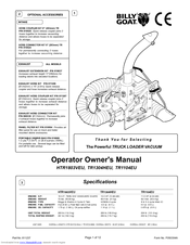 Billy Goat HTR1803VEU Operator Owner's Manual