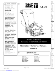 Billy Goat KD502SPQ Operator Owner's Manual
