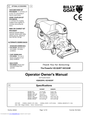 Billy Goat VQ802SPH Operator Owner's Manual