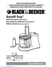 Black & Decker QuickN'Easy FP1200 Series Use And Care Book Manual