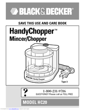 Black & Decker HandyChopper HC20 Use And Care Book Manual