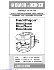Black & Decker HandyChopper HC2000 Use And Care Book Manual