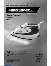 Black & Decker Avant Steam F985 Use And Care Book Manual