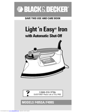 Black & Decker Light 'n Easy F495SA Use And Care Book Manual