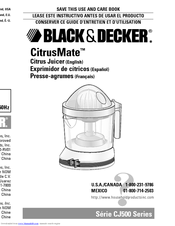 Black & Decker CitrusMate CJ500 Series Use And Care Book Manual