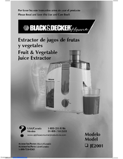 Black & Decker JE2001 Use And Care Book Manual