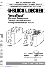 Black & Decker VersaToast T1200 Use And Care Book Manual