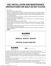 Blanco BCGC52 Use And Installation Instructions