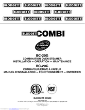 Blodgett BC-20G Installation, Operation And Maintenance Manual