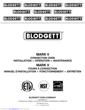 Blodgett MARK V SINGLE RI2401 Maintenance Manual