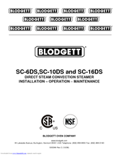 Blodgett SC-6DS Installation, Operation And Maintenance Manual