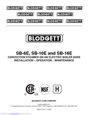 Blodgett SB-16E Installation, Operation And Maintenance Manual