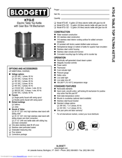 Blodgett KTG-10E Specifications