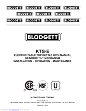 Blodgett KTG-E Installation & Operation Manual