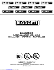 Blodgett 1400 SERIES Installation & Operation Manual