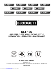 Blodgett KLT-12G Installation Operating & Maintenance Manual