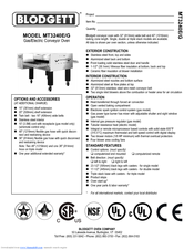 Blodgett MT3240E/G Specification