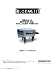 Blodgett SG2136 G Replacement Parts List Manual