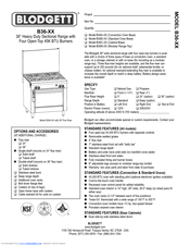 Blodgett B36D Specification Sheet