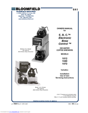 Bloomfield E.B.C. 1012 Owner's Manual