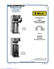 Bloomfield E-Max 2082 Owner's Manual
