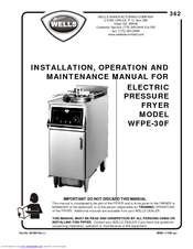 Wells WFPE-30F Installation, Operation And Maintenance Manual