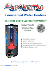 Bock Water heaters Commercial Oil-Fired Water Heaters Specification Sheet