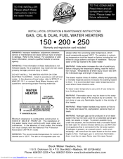 Bock Water Heaters 150 Installation, Operation & Maintenance Instructions Manual