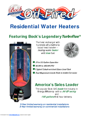 Bock Water heaters Residential Oil-Fired Water Heater Specification Sheet
