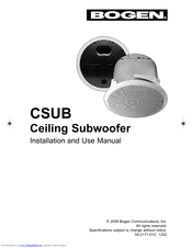 Bogen Ceiling Subwoofer CSUB Installation And Use Manual