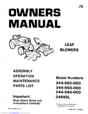 MTD 24695L Owner's Manual