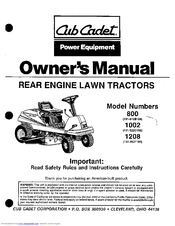 Cub Cadet 1208 Owner's Manual